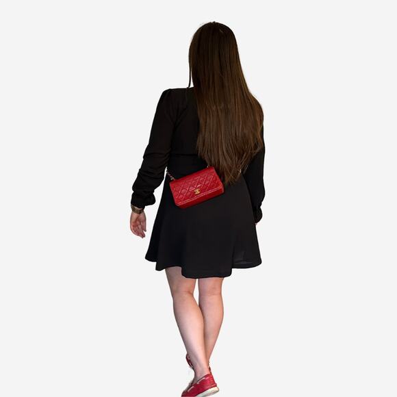 Vintage Red Chanel Lambskin Leather Small Single Flap with 24k gold-plated HW - Picture 15 of 15